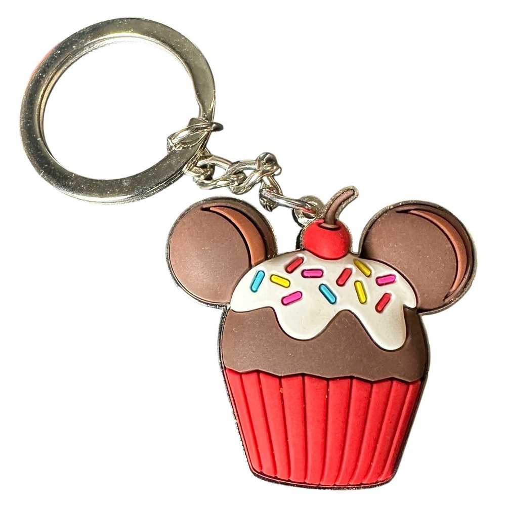 Disney Cupcake Mouse Keychain - red and Brown NWOT